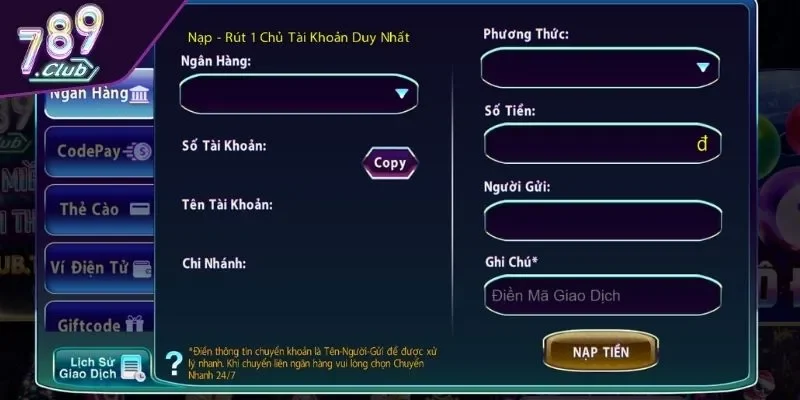 Nạp tiền dễ dàng 